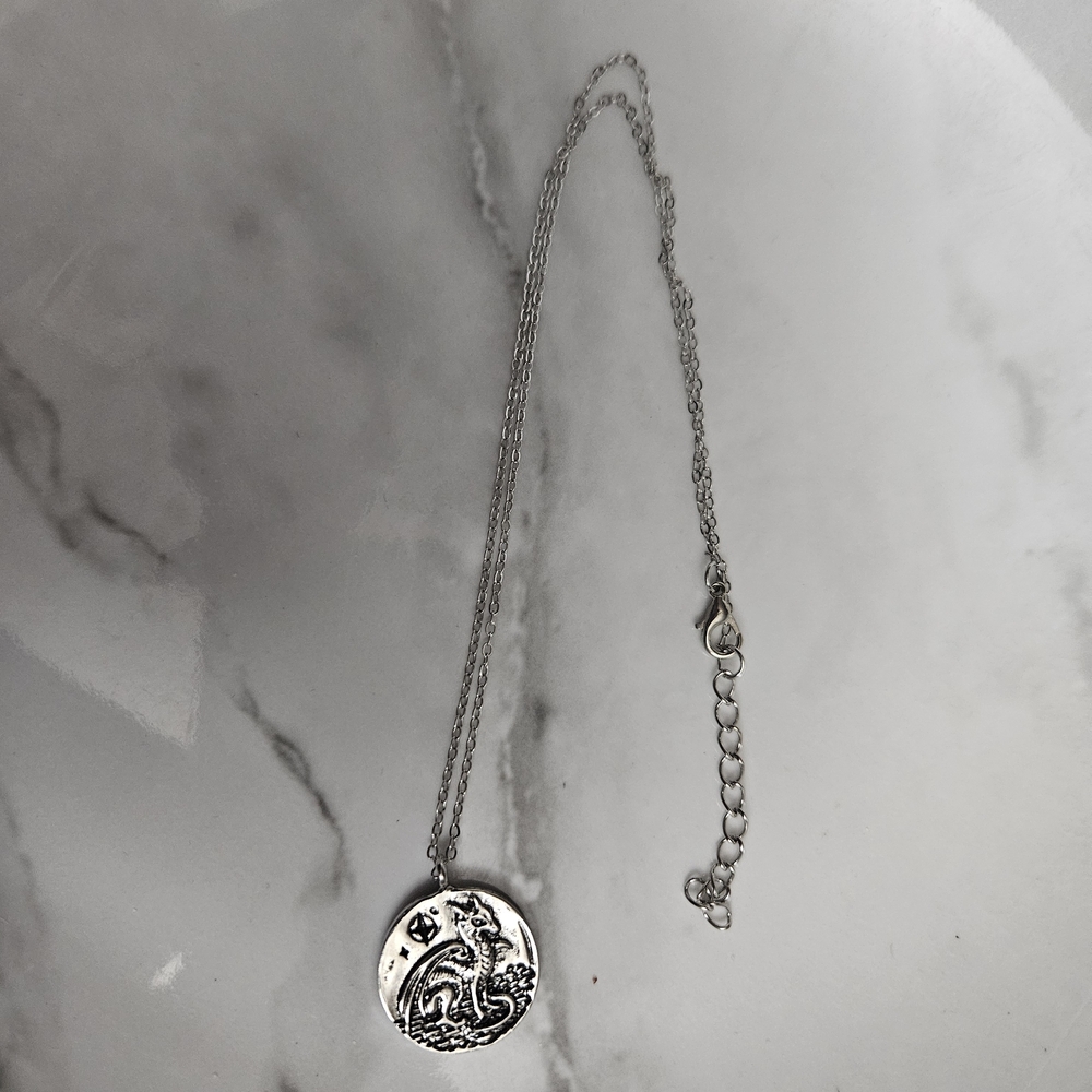 Silver Dragon Pendant Necklace